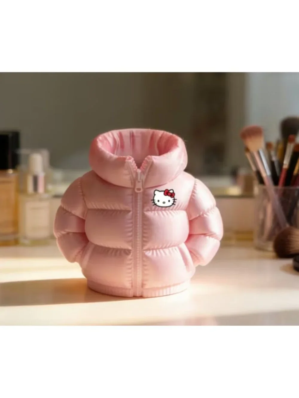 Hello Kitty Puffer Jacket Pencil Holder Desk Organizer Cute Pen Cup Storage